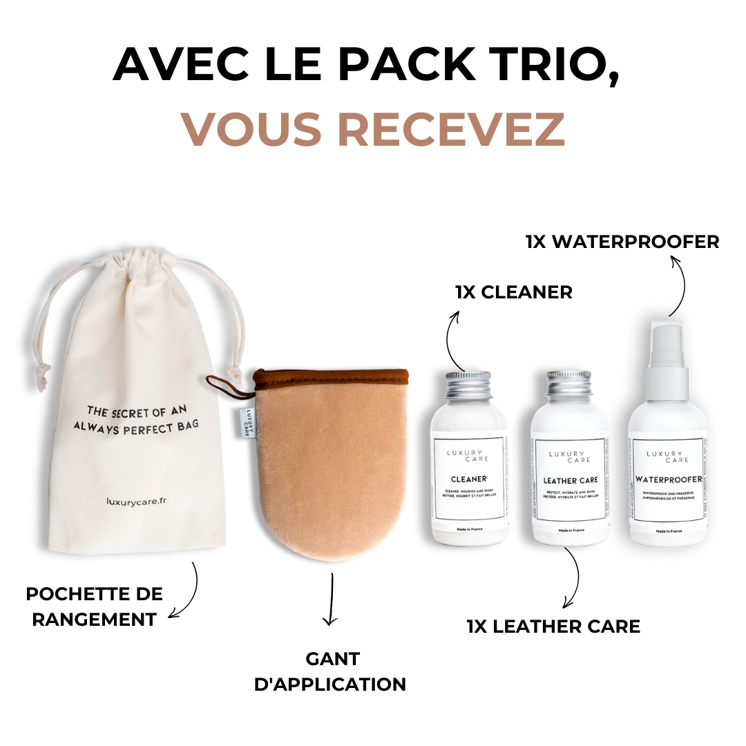 PACK TRIO : 1 Hydratant + 1 Nettoyant + 1 Imperméabilisant